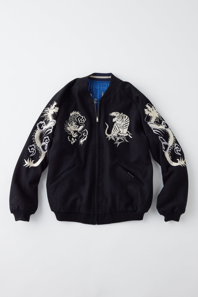 GL15357 / WOOL MELTON × ACETATE SOUVENIR JACKET (REVERSIBLE SIDE)