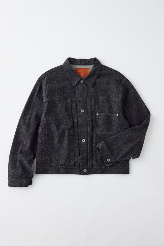 GL15376A / RECYCLED WASTE SUVIN COTTON YARN 11.5oz. DENIM PLEATED BLOUSE WW II MODEL