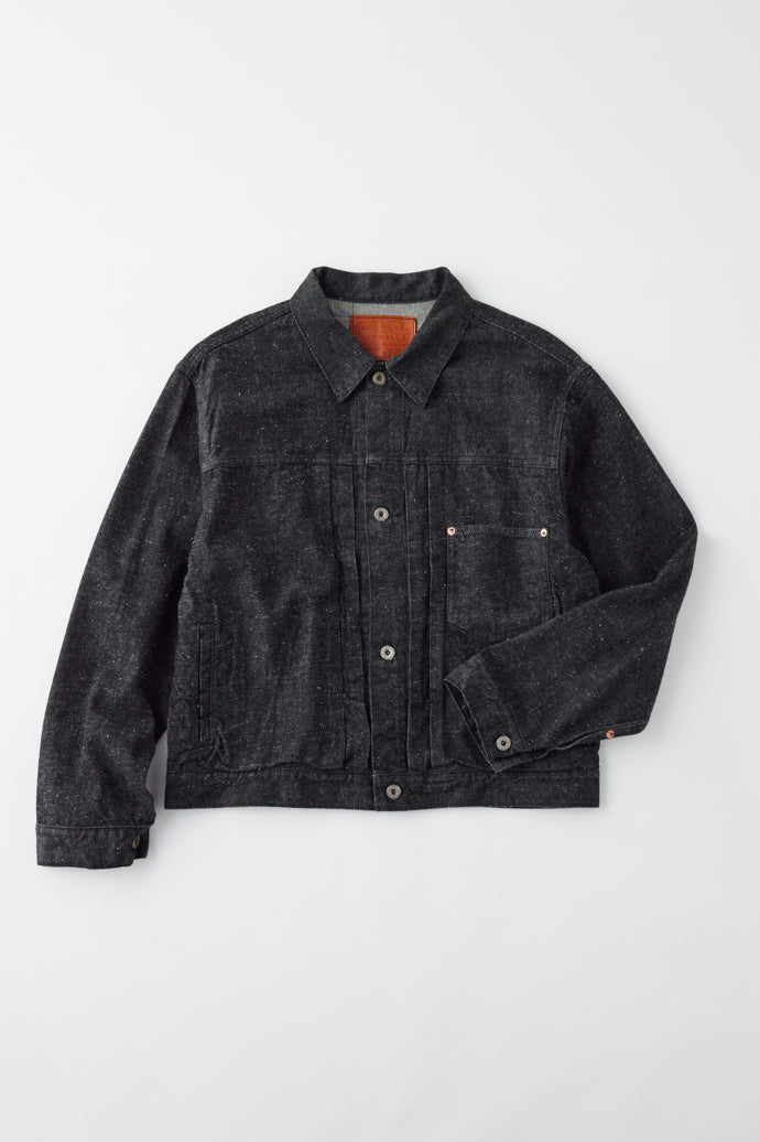 GL15376A / RECYCLED WASTE SUVIN COTTON YARN 11.5oz. DENIM PLEATED BLOUSE WW II MODEL