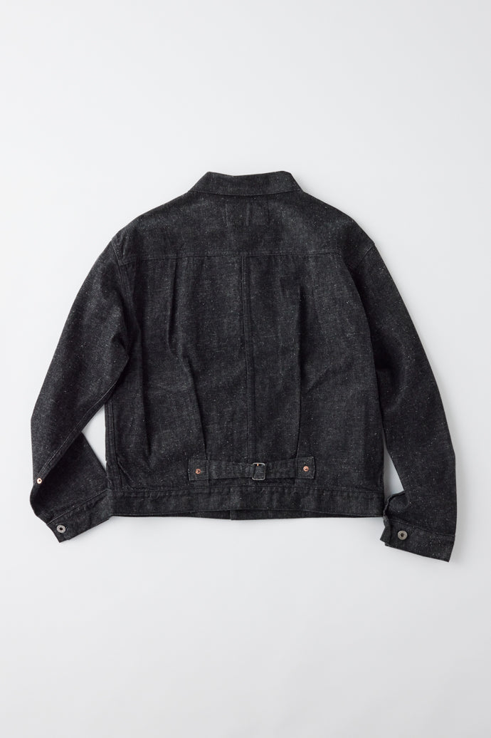 GL15376A / RECYCLED WASTE SUVIN COTTON YARN 11.5oz. DENIM PLEATED BLOUSE WW II MODEL