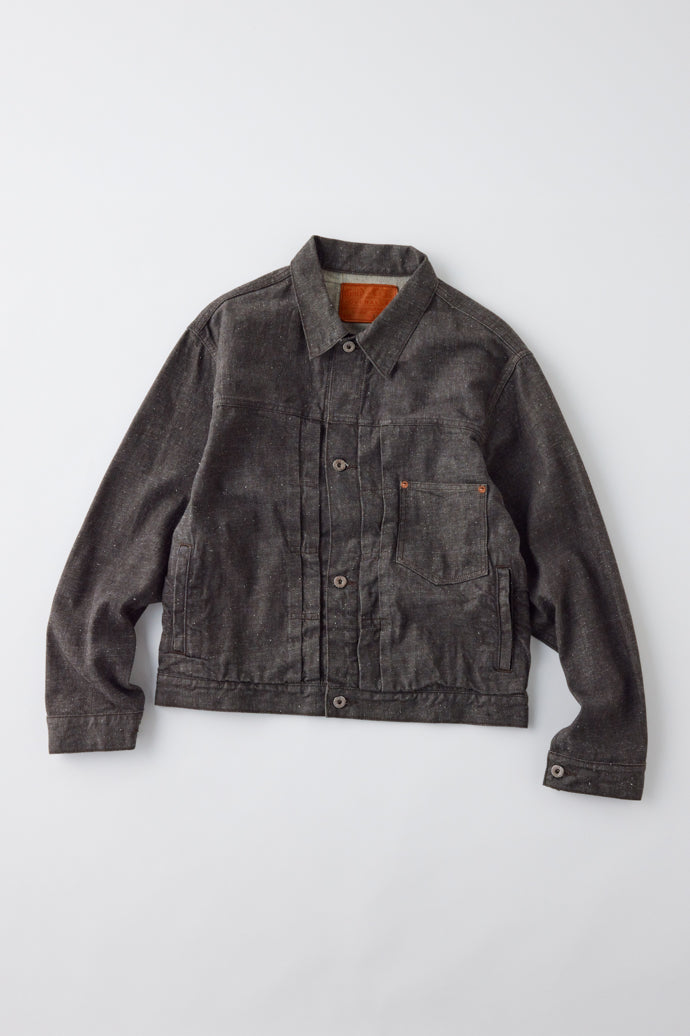 GL15376A / RECYCLED WASTE SUVIN COTTON YARN 11.5oz. DENIM PLEATED BLOUSE WW II MODEL