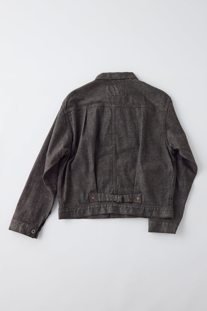 GL15376A / RECYCLED WASTE SUVIN COTTON YARN 11.5oz. DENIM PLEATED BLOUSE WW II MODEL