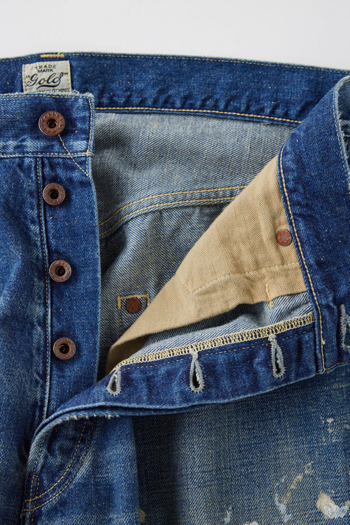 GL42407H / RECYCLED WASTE SUVIN COTTON YARN 11.5oz. DENIM 5POCKET WIDE PANTS WW II MODEL VINTAGE WASHED