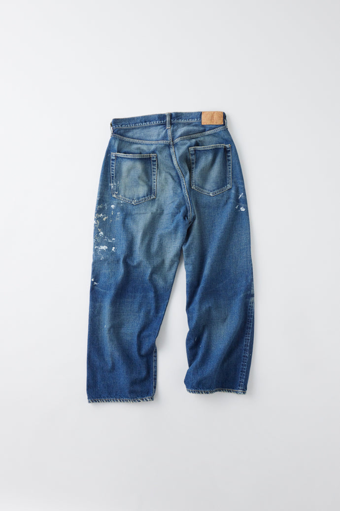 GL42407H / RECYCLED WASTE SUVIN COTTON YARN 11.5oz. DENIM 5POCKET WIDE PANTS WW II MODEL VINTAGE WASHED