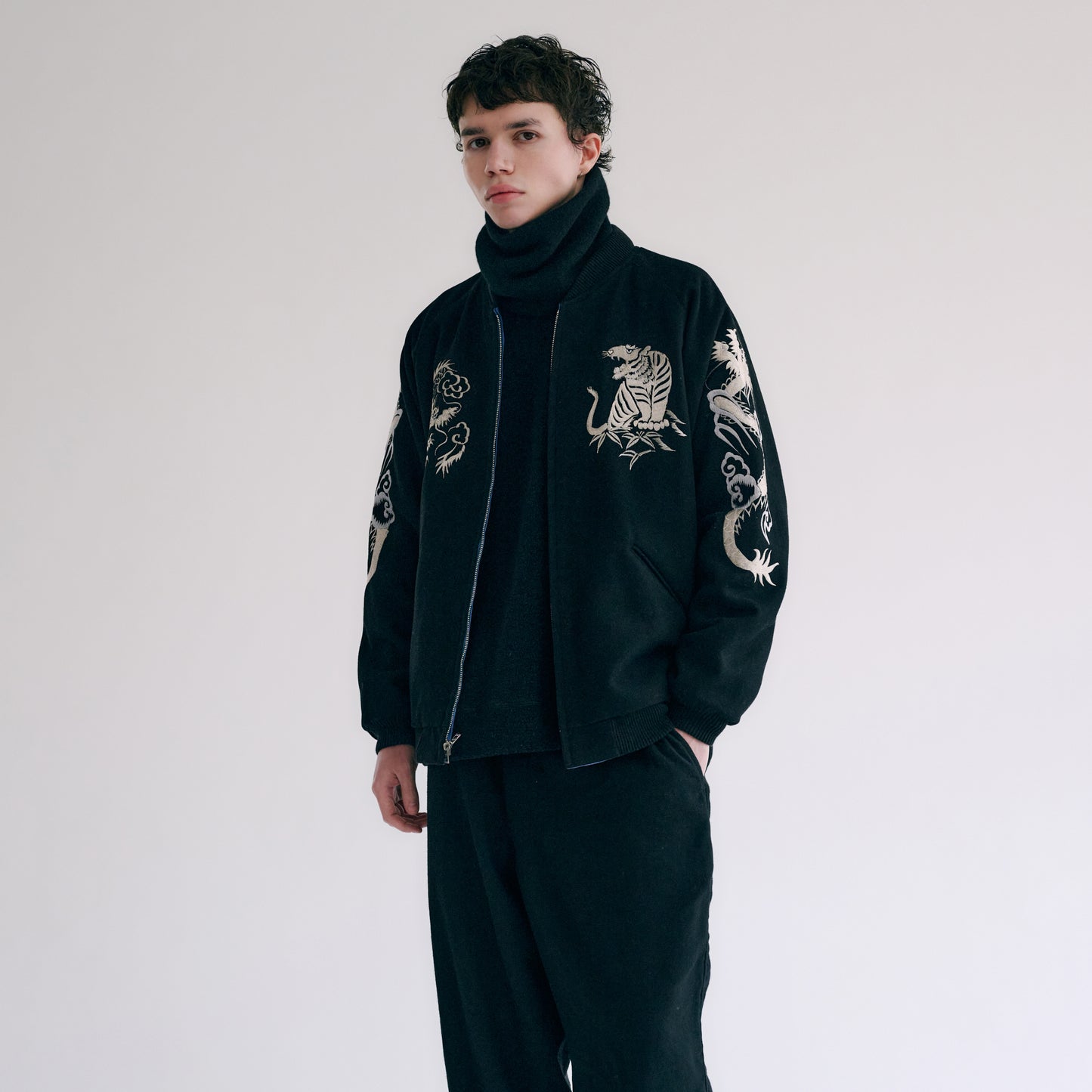 GL15357 / WOOL MELTON × ACETATE SOUVENIR JACKET