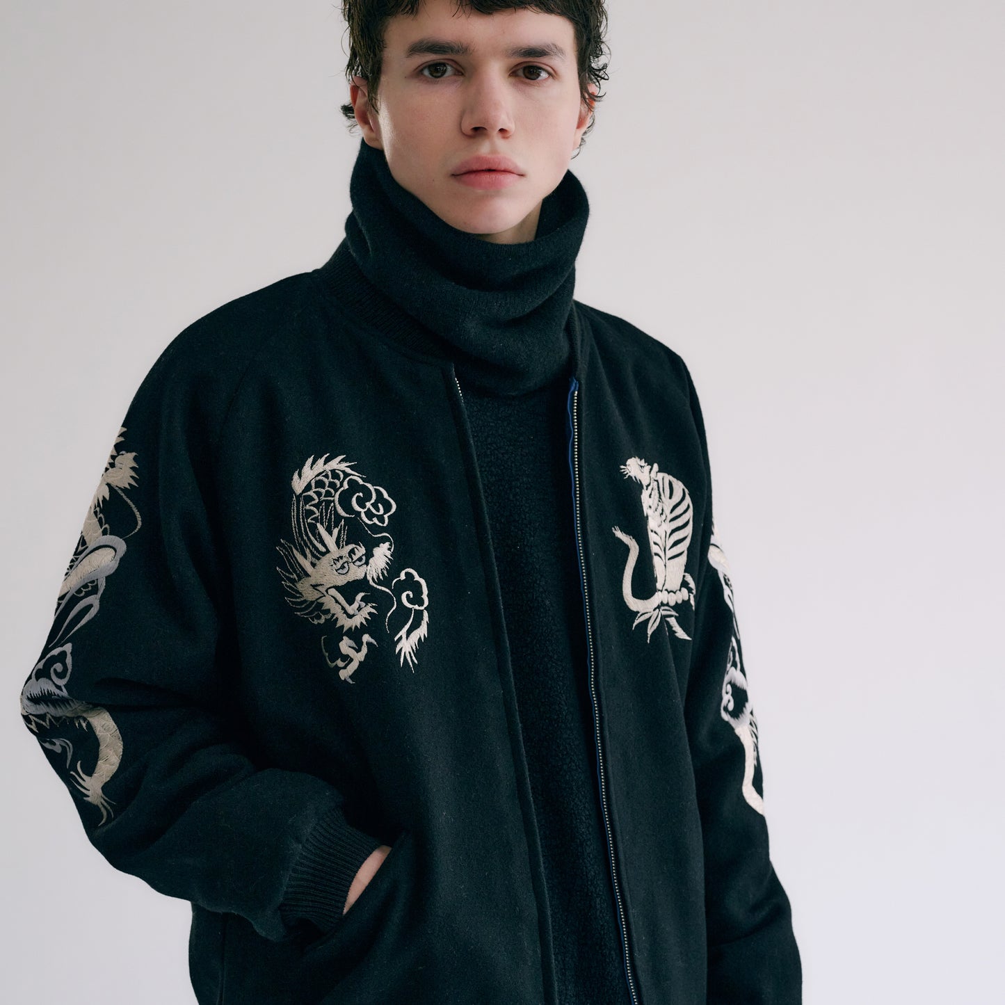 GL15357 / WOOL MELTON × ACETATE SOUVENIR JACKET