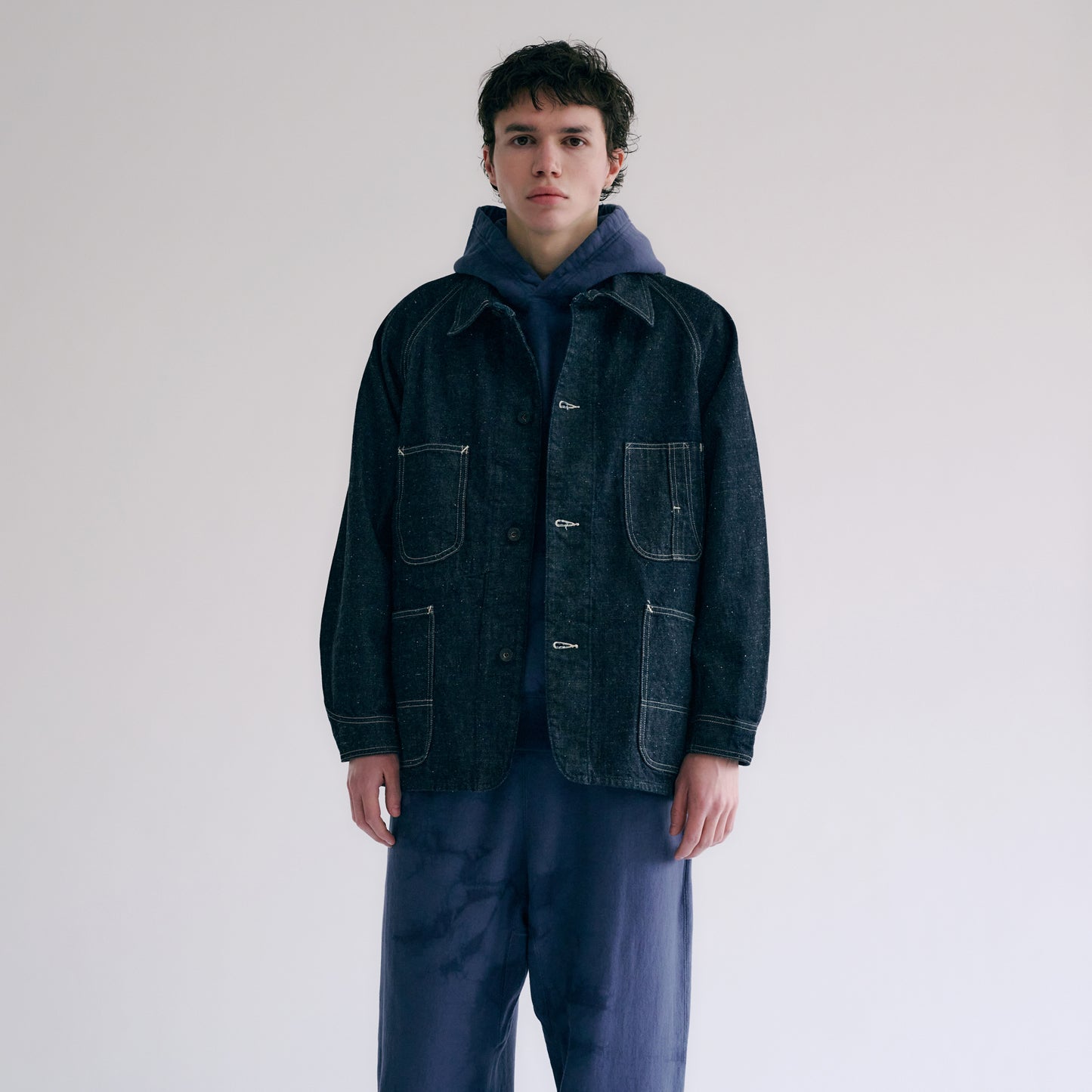 GL15377A / RECYCLED WASTE SUVIN COTTON YARN 11.5oz. DENIM WORK COAT
