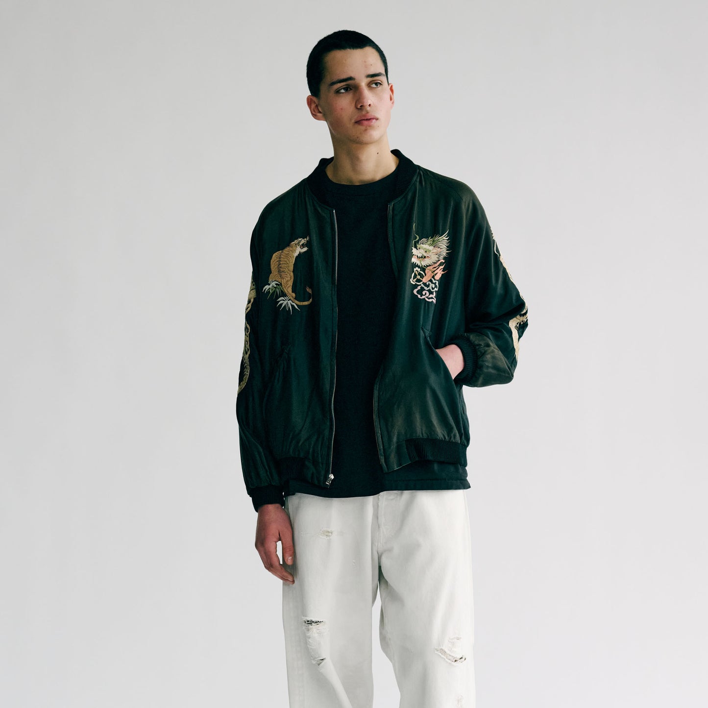 GL15553 / ACETATE SOUVENIR JACKET "JAPAN MAP" VINTAGE WASHED (REVERSIBLE SIDE)