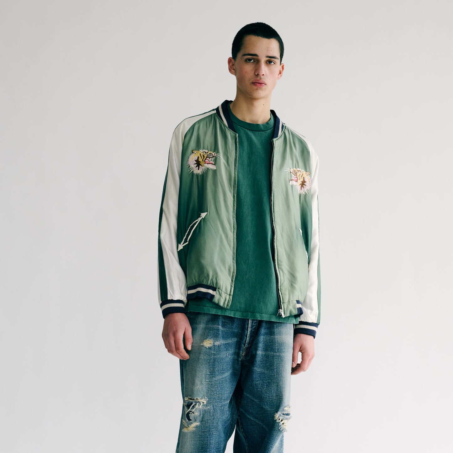 GL15553 / ACETATE SOUVENIR JACKET "JAPAN MAP" VINTAGE WASHED (REVERSIBLE SIDE)