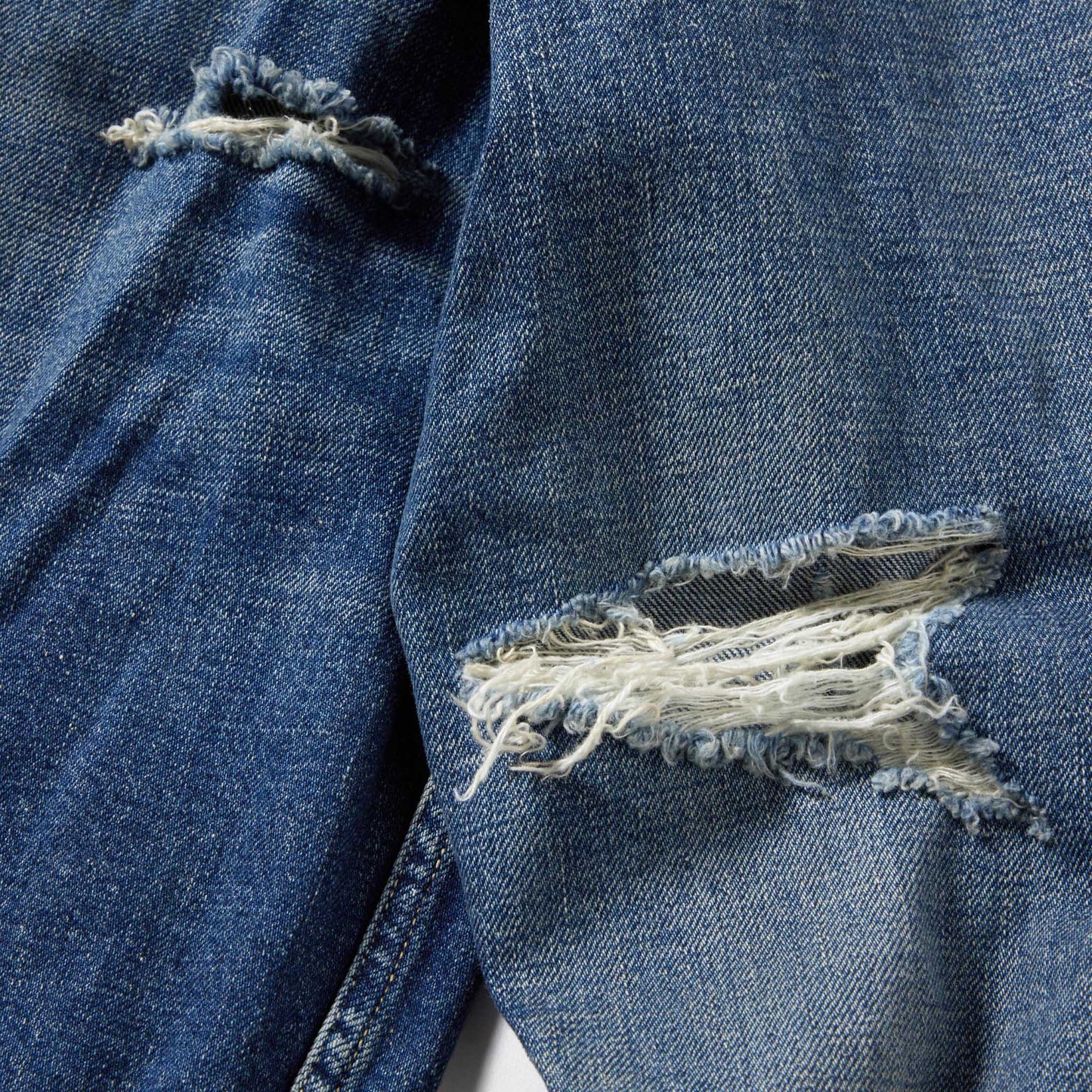GL15558H / RECYCLED WASTE SUVIN COTTON YARN 11.5oz. DENIM PLEATED BLOUSE VINTAGE WASHED