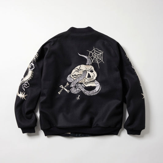 GL15671 / WOOL MELTON × ACETATE SOUVENIR JACKET "SKULL"