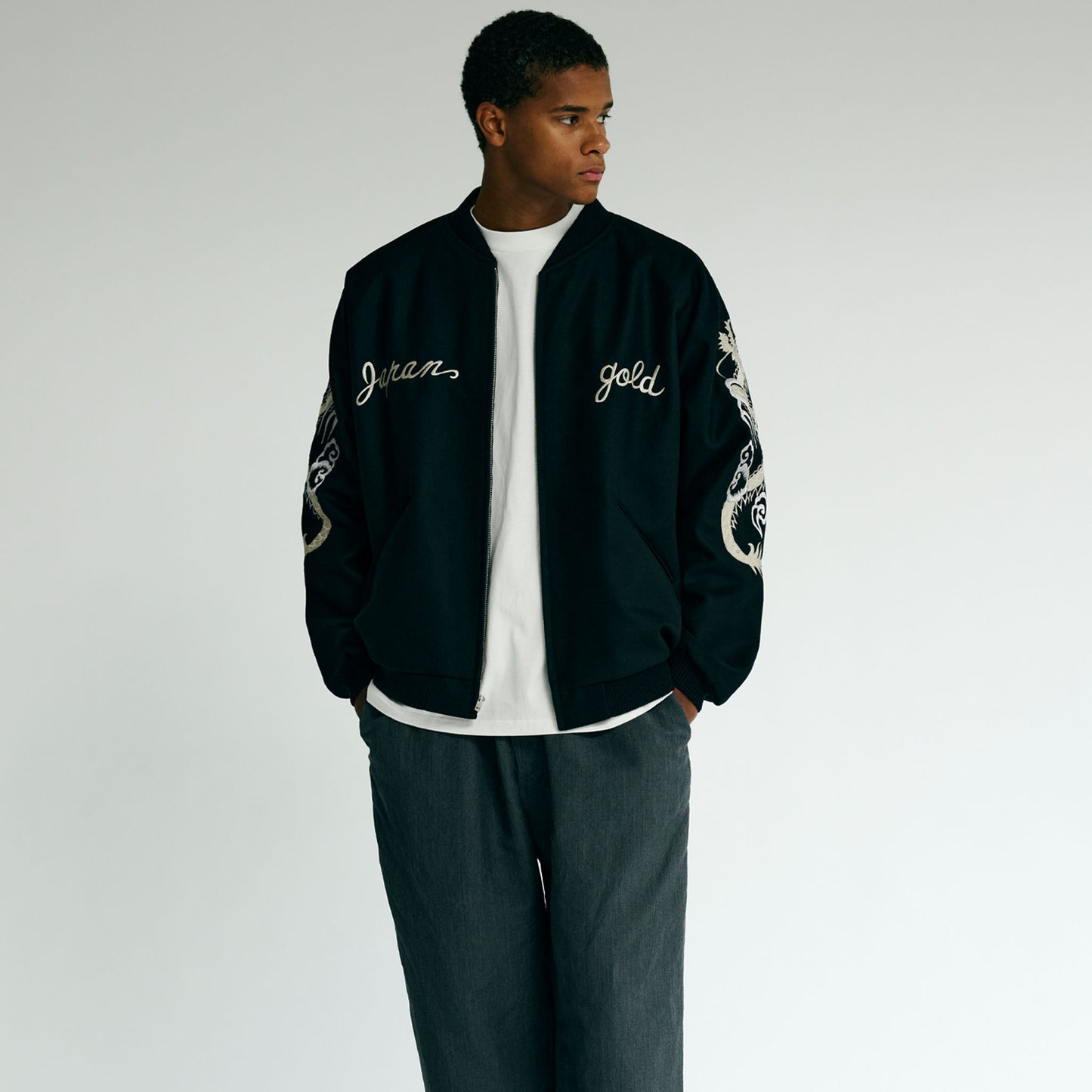 GL15671 / WOOL MELTON × ACETATE SOUVENIR JACKET "SKULL" (REVERSIBLE SIDE)
