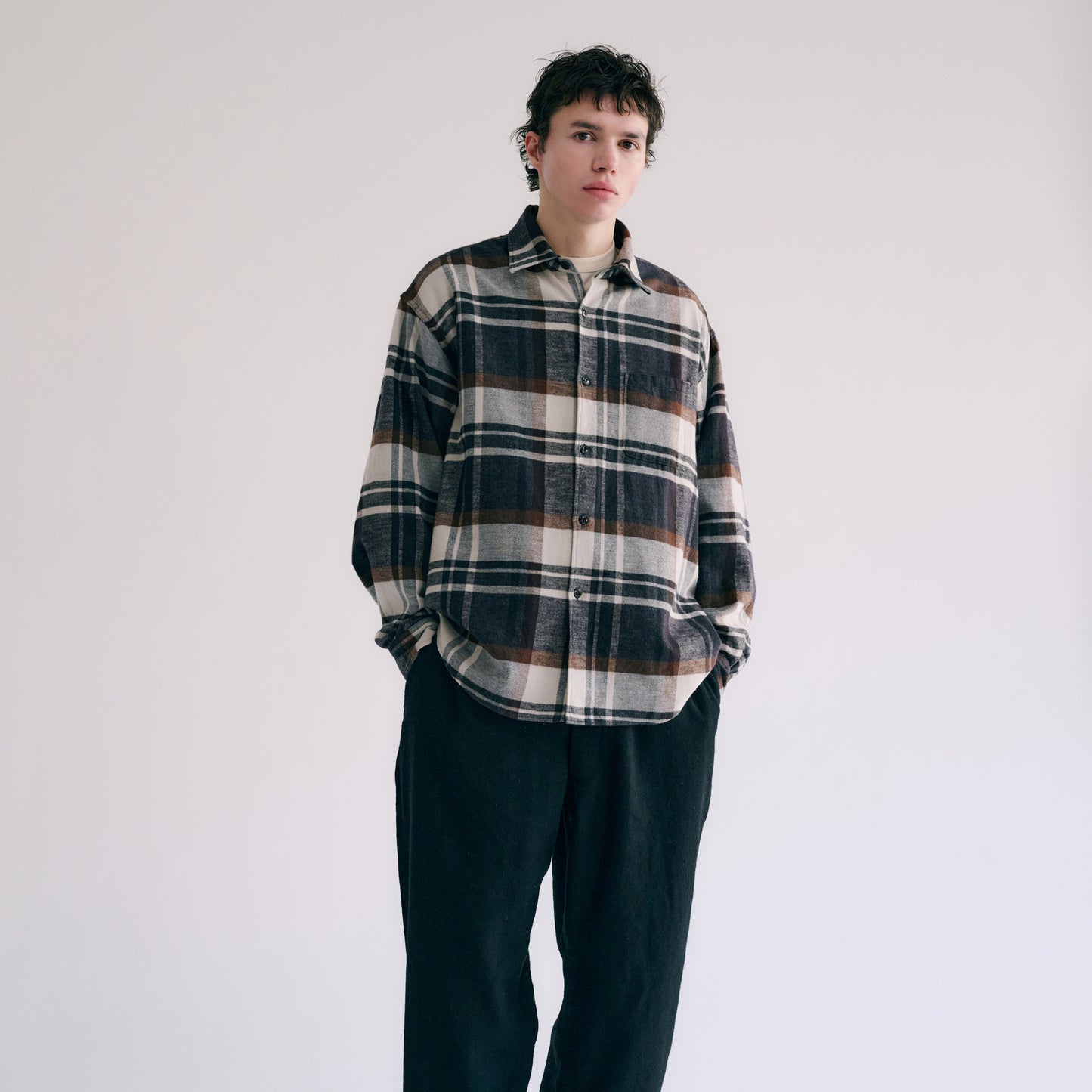 GL29137 / COTTON NEL CHECK REGULAR SHIRT