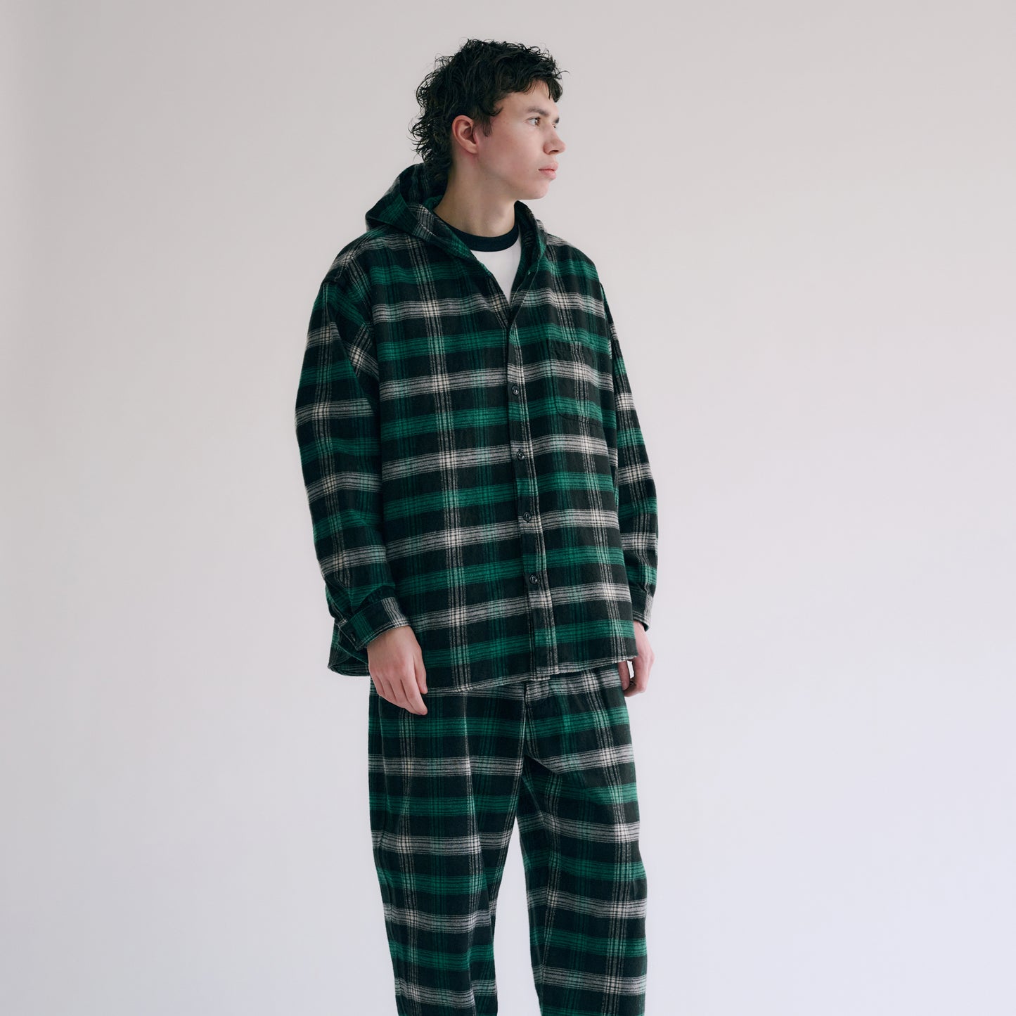 GL29139 / COTTON NEL CHECK OVER SIZE PARKA