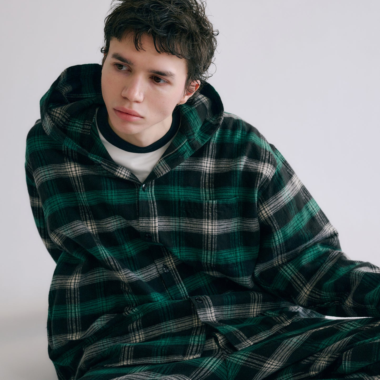 GL29139 / COTTON NEL CHECK OVER SIZE PARKA