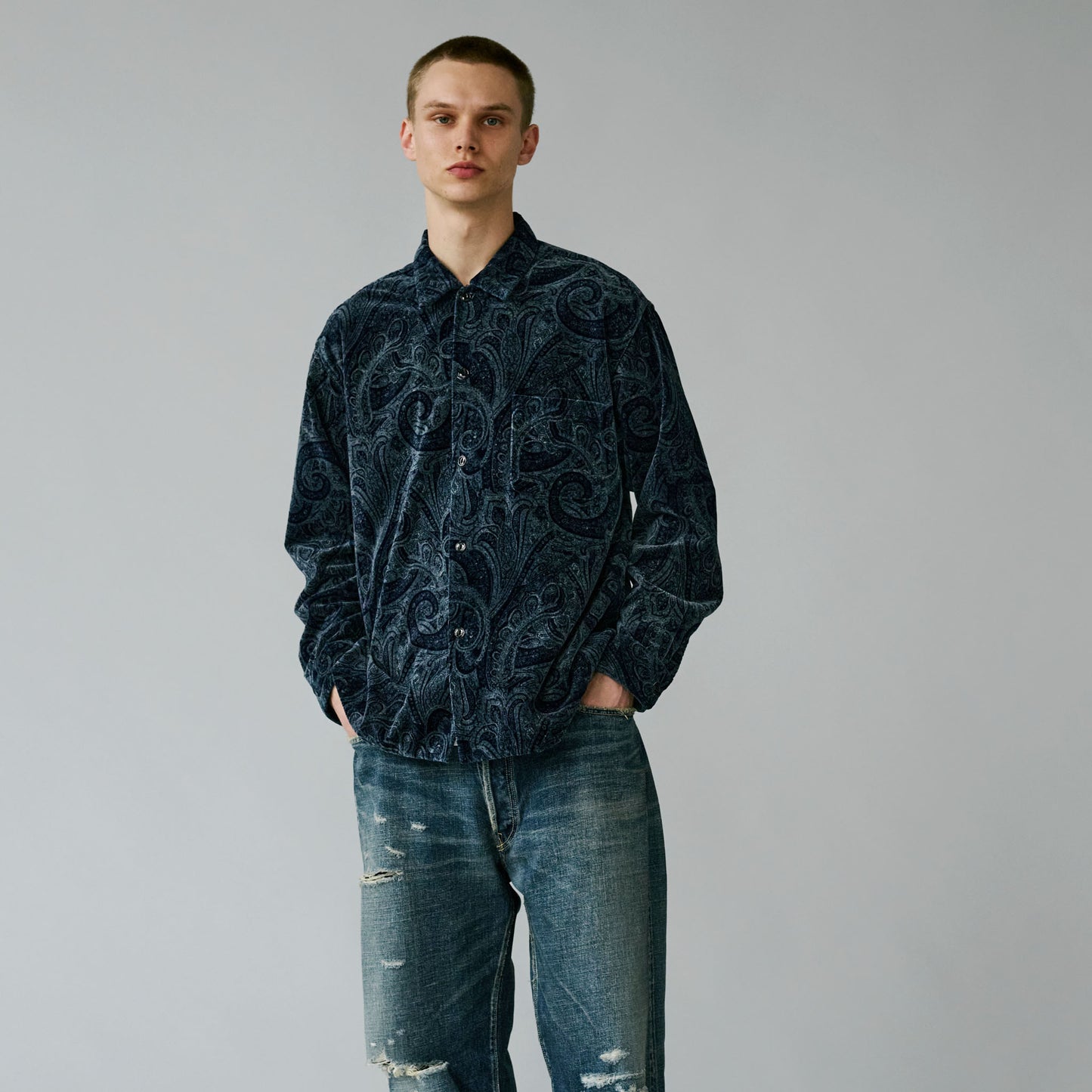 2025年9月6日発売 / GL29542 / PAISLEY PATTERN INDIGO VELVETEEN OPEN SHIRT