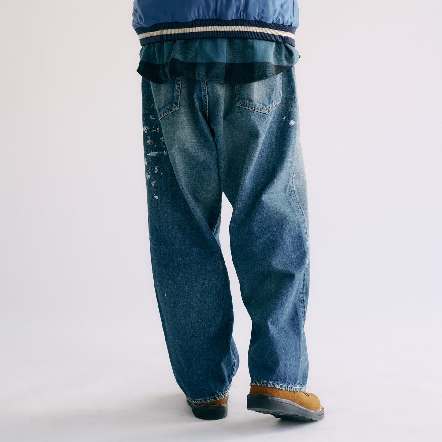 GL42407H / RECYCLED WASTE SUVIN COTTON YARN 11.5oz. DENIM 5POCKET WIDE PANTS WW II MODEL VINTAGE WASHED