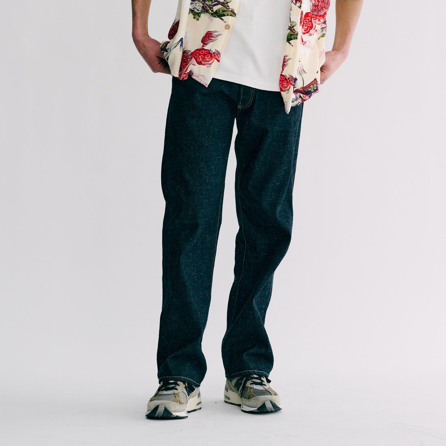 GL42473A / RECYCLED WASTE SUVIN COTTON YARN 11.5oz. DENIM 5POCKET STRAIGHT PANTS