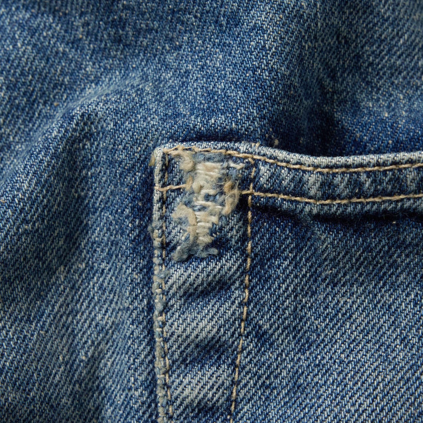 GL42503H / RECYCLED WASTE SUVIN COTTON YARN 14oz. DENIM 5POCKET WIDE PANTS VINTAGE WASHED