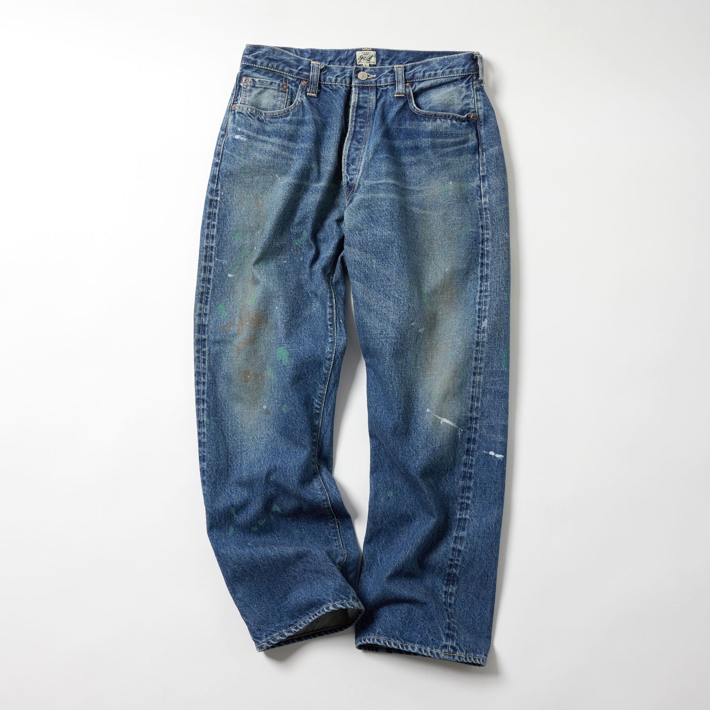 GL42504H / RECYCLED WASTE SUVIN COTTON YARN 14oz. DENIM 5POCKET STRAIGHT PANTS VINTAGE WASHED