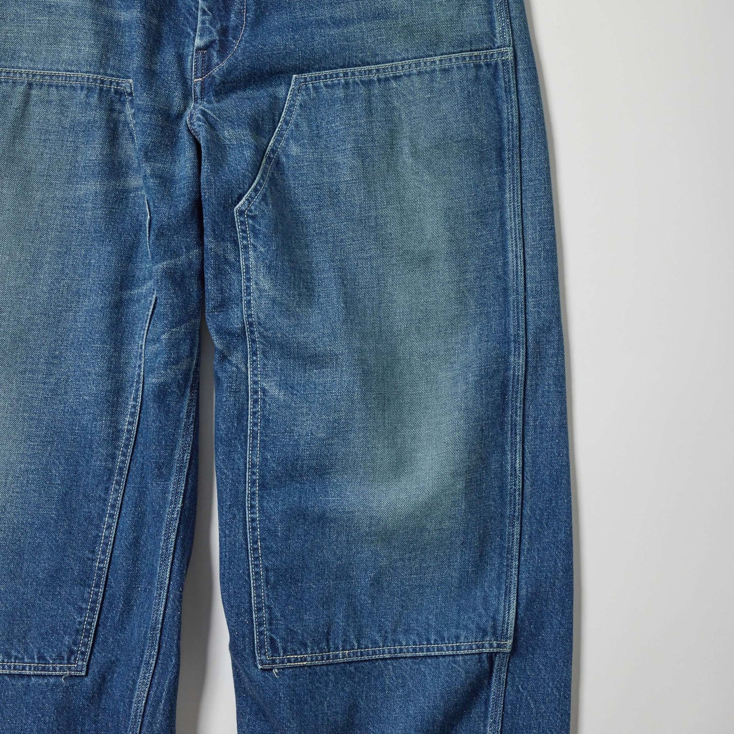 GL42582H / RECYCLED WASTE SUVIN COTTON YARN 11.5oz. DENIM DOUBLE KNEE PAINTER PANTS VINTAGE WASHED