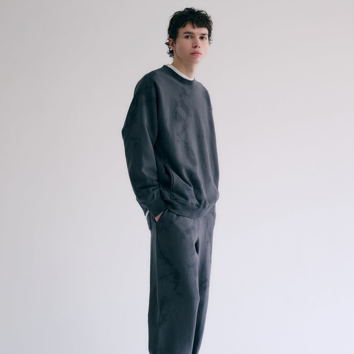 GL69227 / LOOPWHEEL SWEAT CREW NECK SHIRT UNEVEN DYED