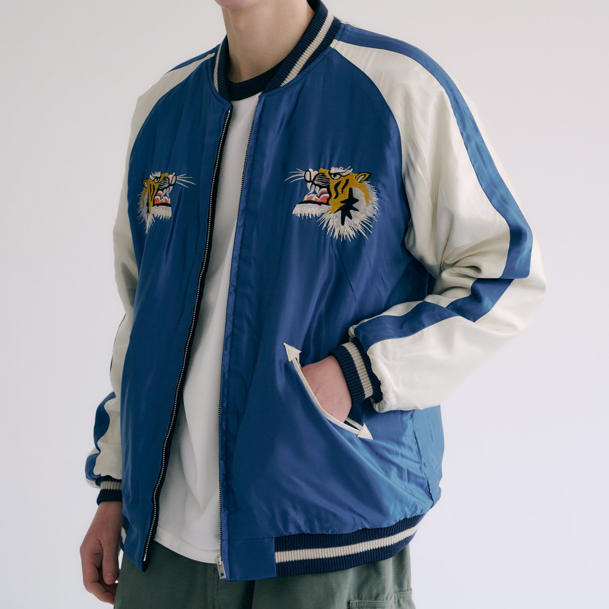 GL15357 / WOOL MELTON × ACETATE SOUVENIR JACKET – gold