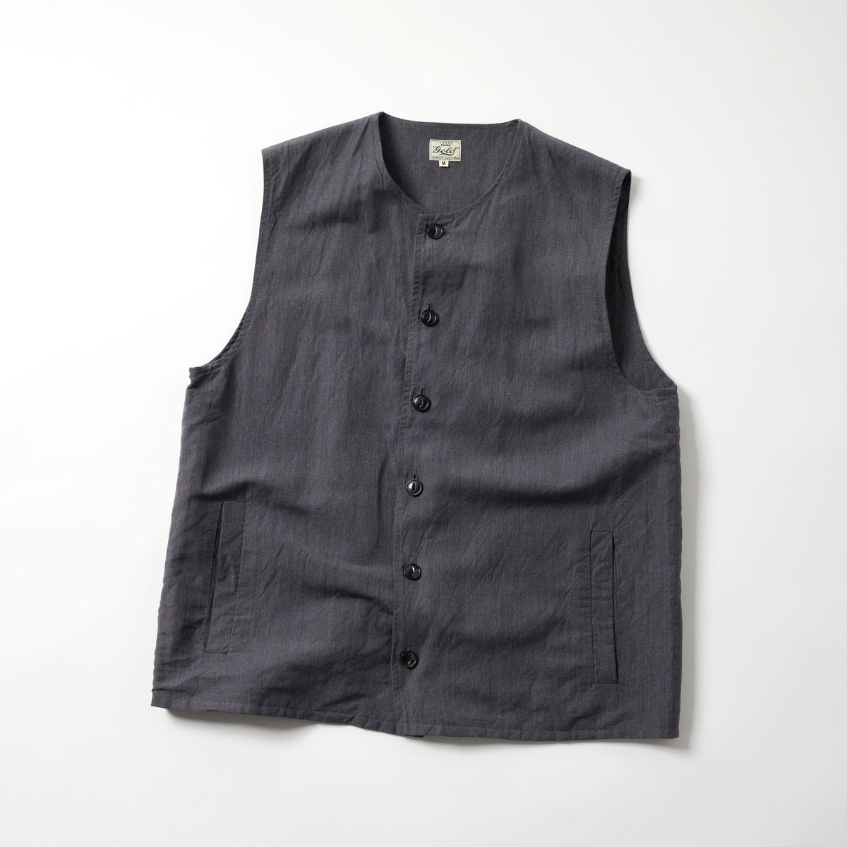 GL15676 / LINEN × WOOL TROPICAL CREW NECK VEST – gold