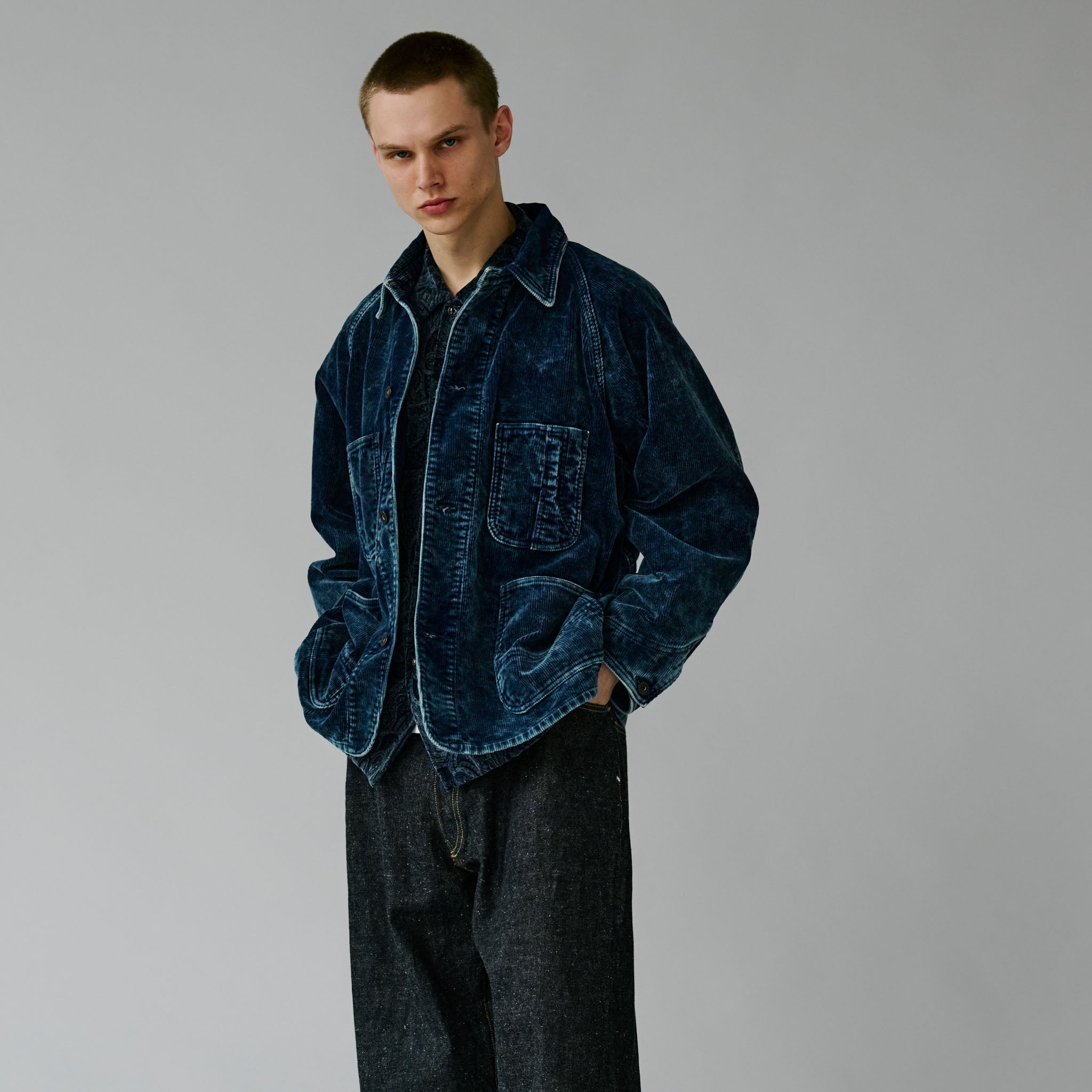 GL15739 / 9W INDIGO CORDUROY WORK COAT – gold