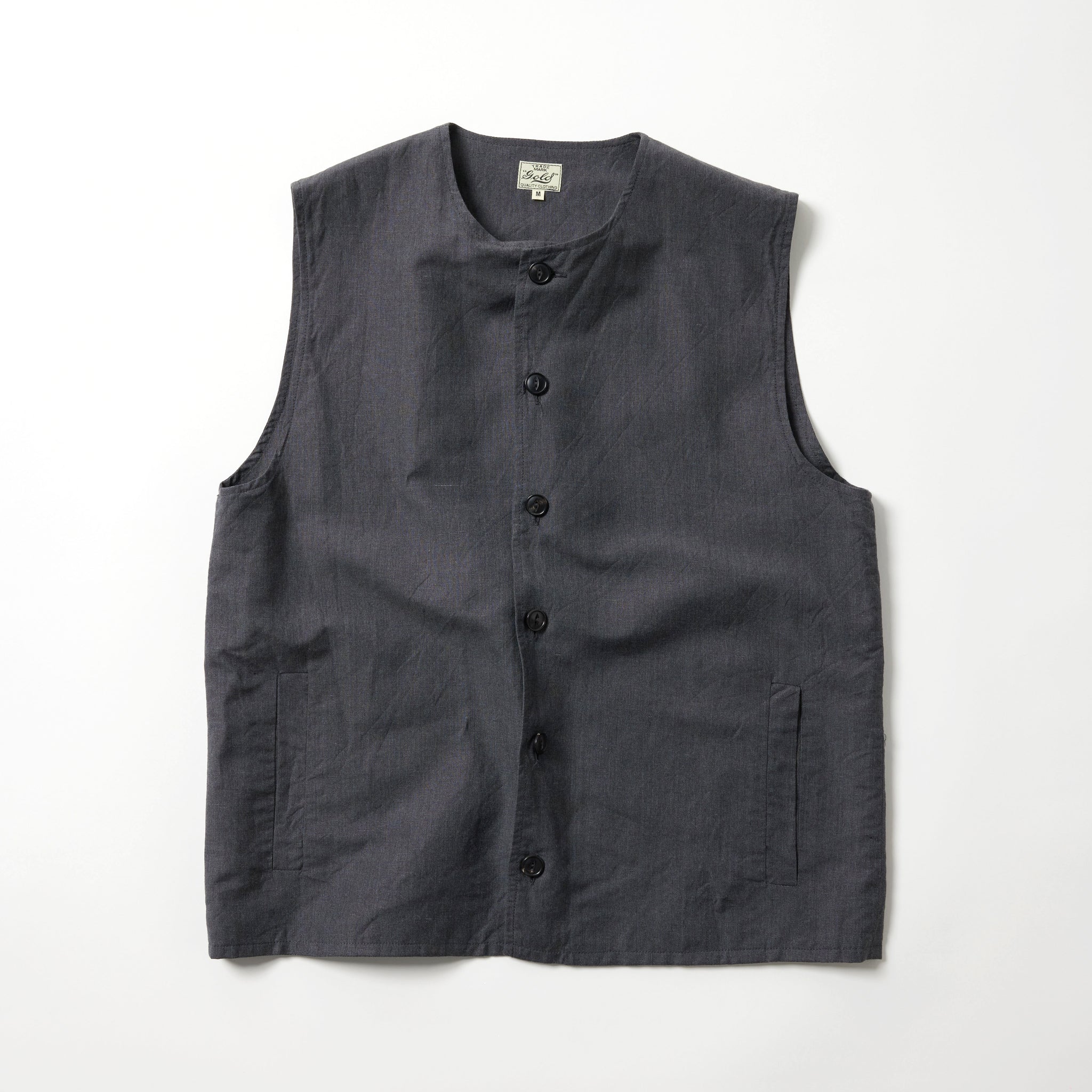 GL15864 / LINEN × WOOL TROPICAL CREW NECK VEST – gold
