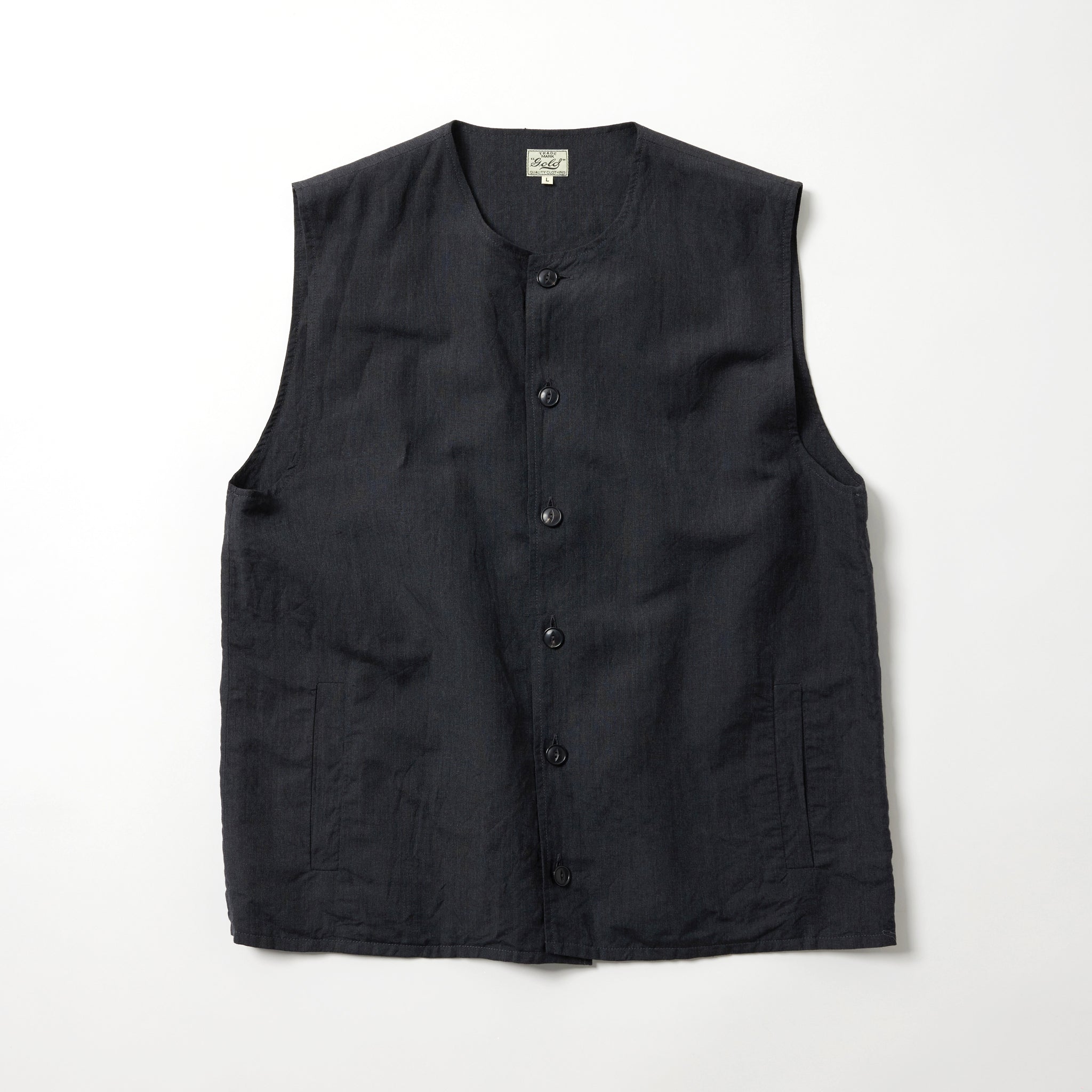 GL15864 / LINEN × WOOL TROPICAL CREW NECK VEST – gold