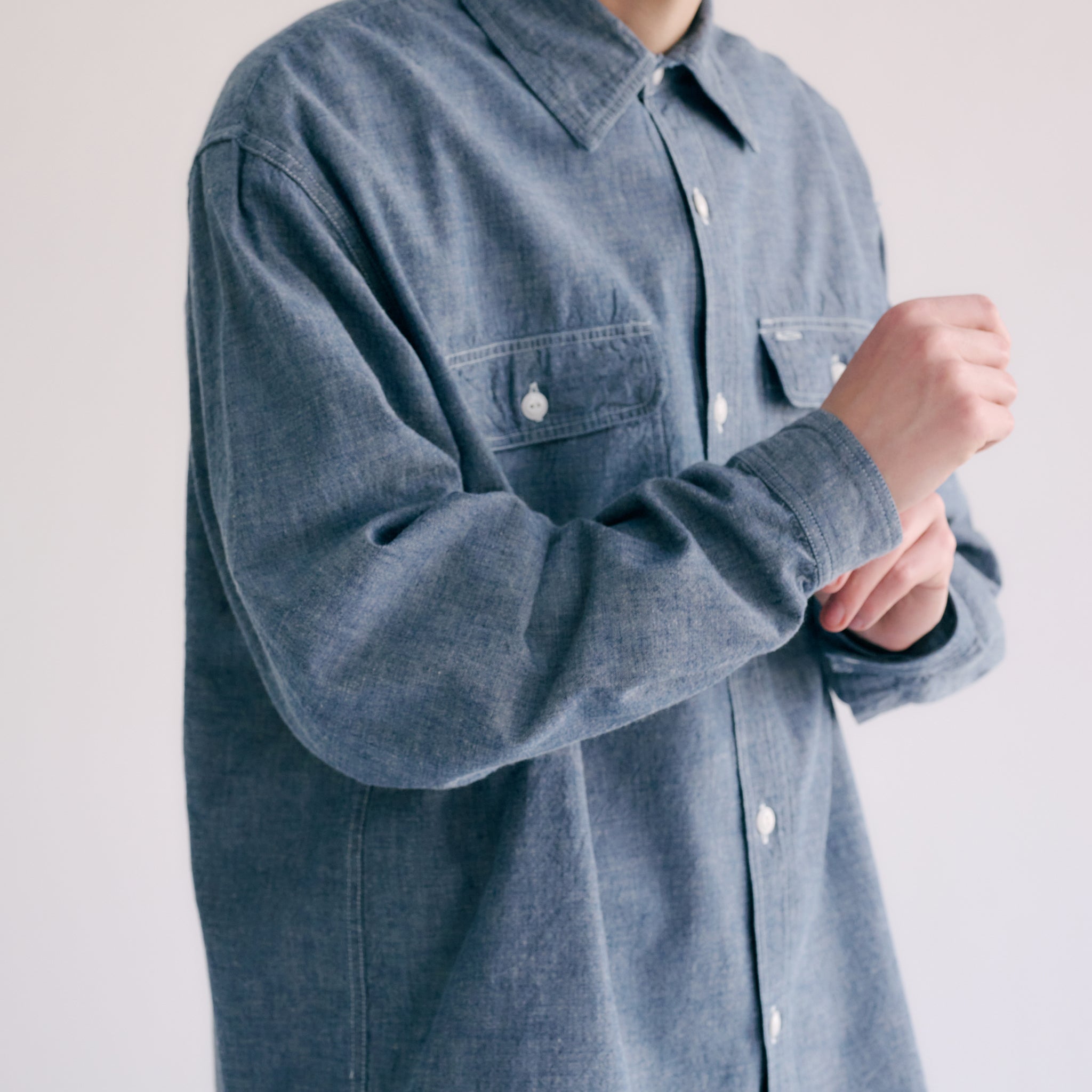 GL29141P / BLUE CHAMBRAY WORK SHIRT “gold