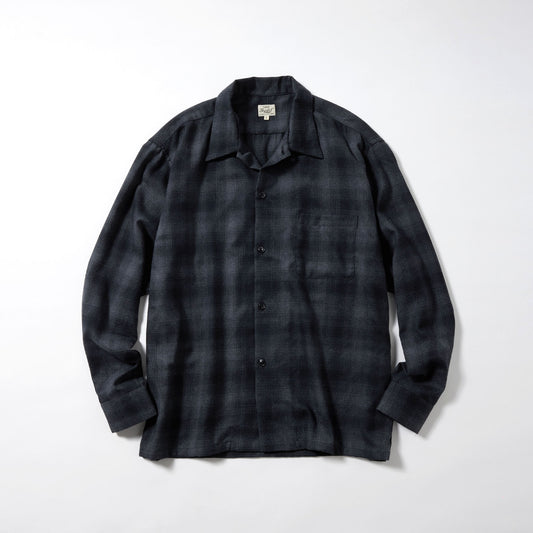 GL29341 / WOOL CHECK OPEN SHIRT