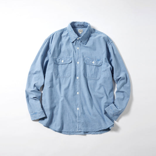 GL29345H / CHAMBRAY WORK SHIRT DAMAGE WASHED