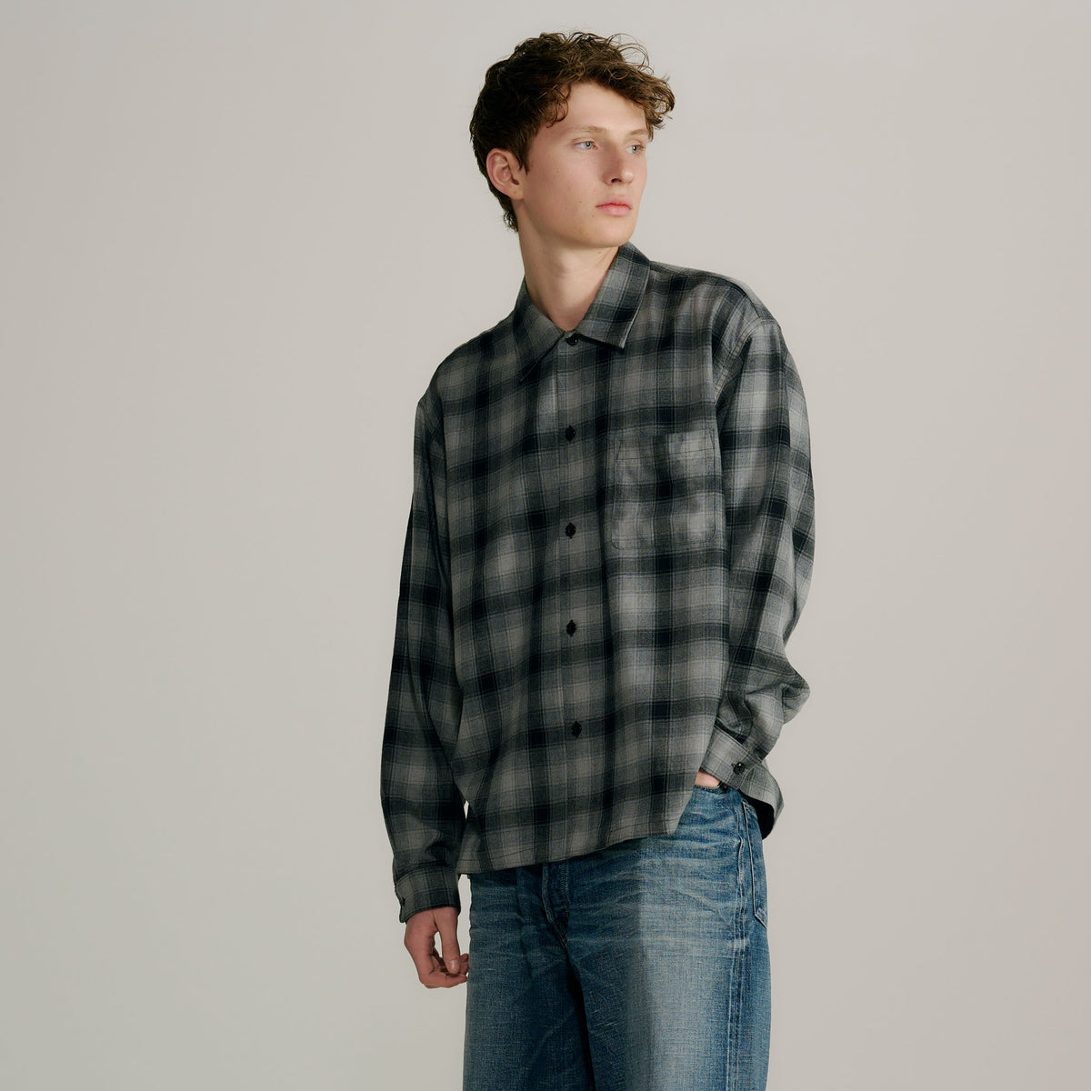 2026年10月24日入荷予定 / GL29753 / Super 120's WOOL CHECK OPEN SHIRT