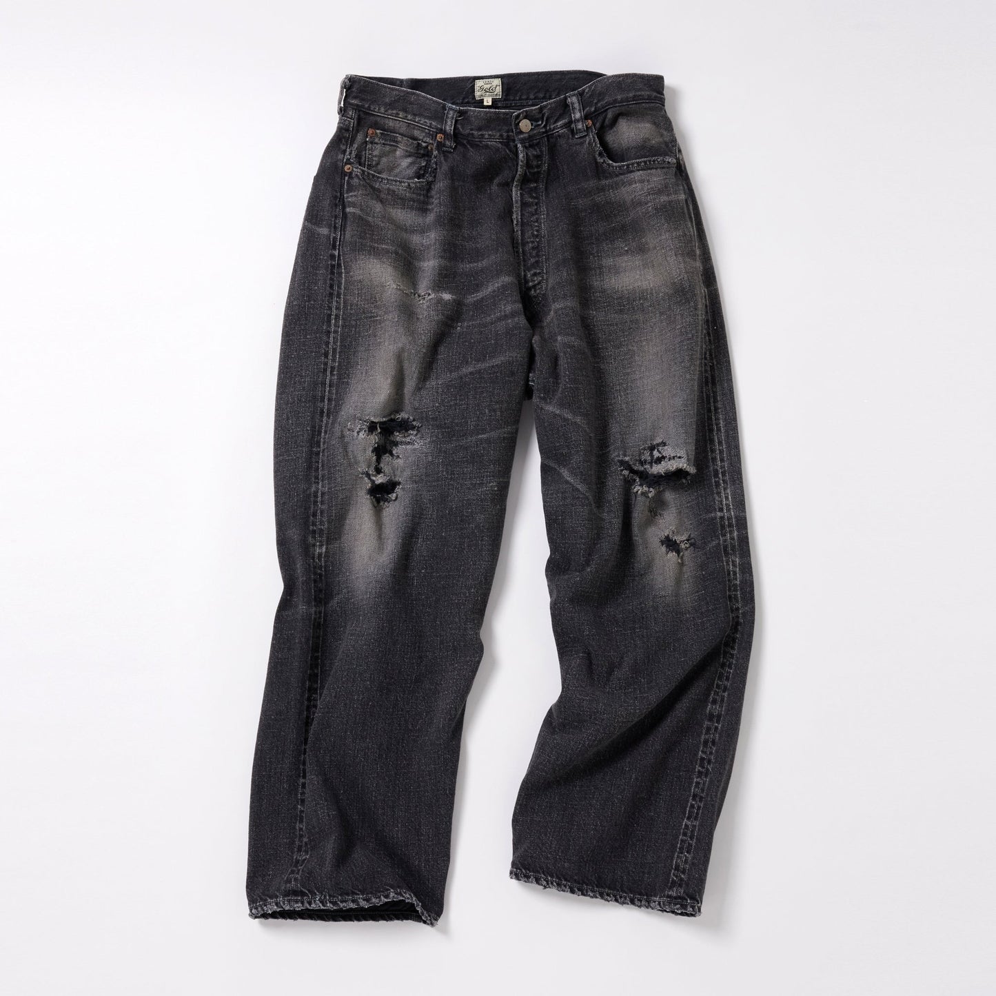 GL42427H / RECYCLED WASTE SUVIN COTTON YARN 11.5oz. DENIM 5POCKET WIDE PANTS VINTAGE WASHED