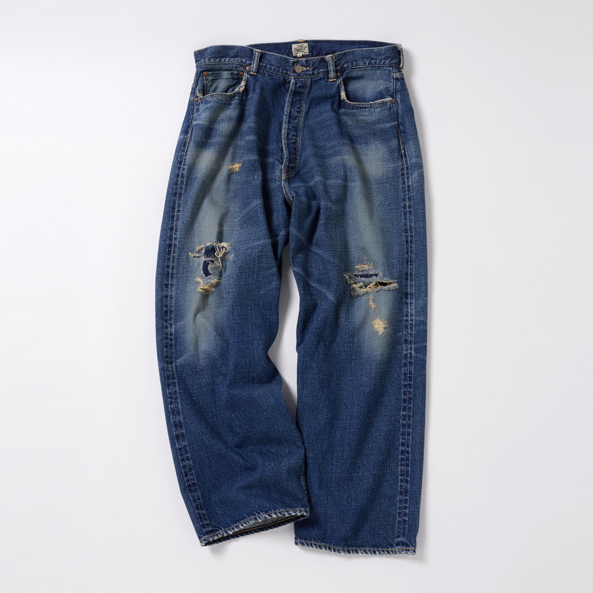 GL42427H / RECYCLED WASTE SUVIN COTTON YARN 11.5oz. DENIM 5POCKET WIDE  PANTS VINTAGE WASHED