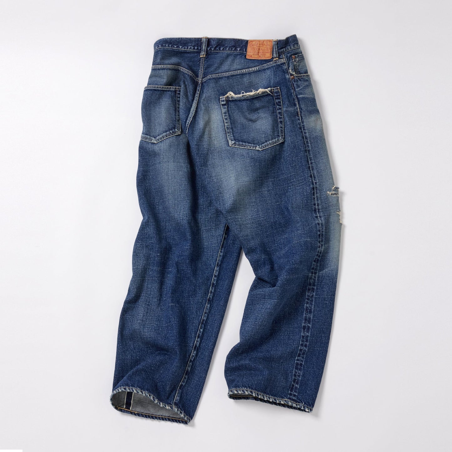 GL42427H / RECYCLED WASTE SUVIN COTTON YARN 11.5oz. DENIM 5POCKET WIDE PANTS VINTAGE WASHED