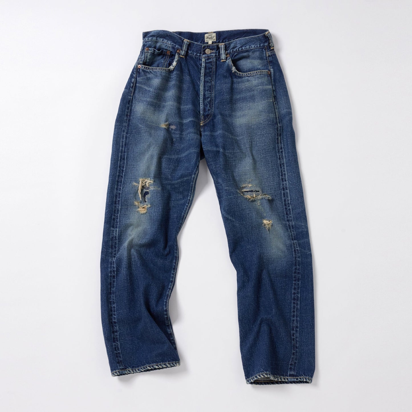 GL42428H / RECYCLED WASTE SUVIN COTTON YARN 11.5oz. DENIM 5POCKET STRAIGHT PANTS VINTAGE WASHED