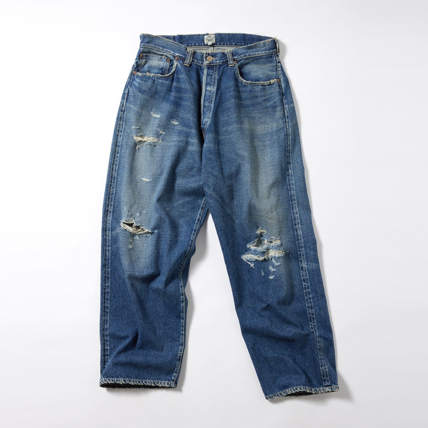 GL42472H / RECYCLED WASTE SUVIN COTTON YARN 11.5oz. DENIM 5POCKET WIDE PANTS VINTAGE WASHED