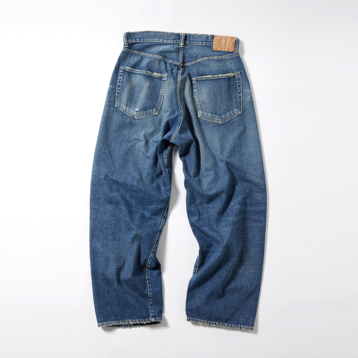 GL42472H / RECYCLED WASTE SUVIN COTTON YARN 11.5oz. DENIM 5POCKET WIDE PANTS VINTAGE WASHED