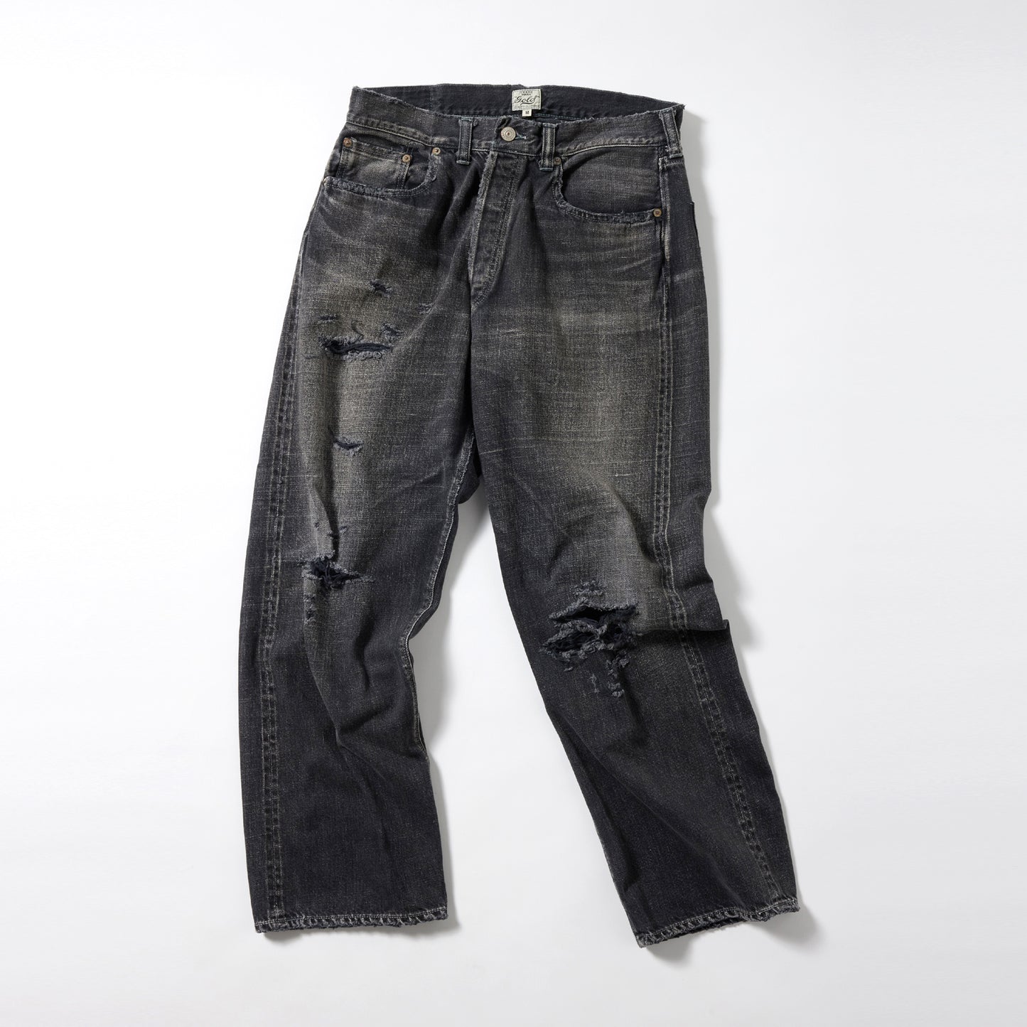 GL42473H / RECYCLED WASTE SUVIN COTTON YARN 11.5oz. DENIM 5POCKET STRAIGHT PANTS VINTAGE WASHED