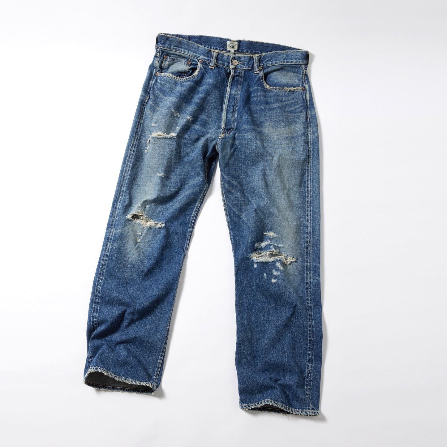 GL42473H / RECYCLED WASTE SUVIN COTTON YARN 11.5oz. DENIM 5POCKET STRAIGHT PANTS VINTAGE WASHED