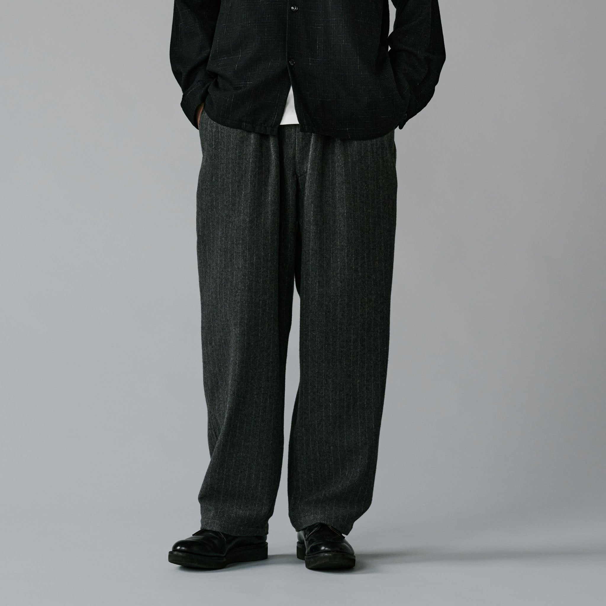 GL42576 / SUPER 160's WOOL HERRINGBONE MOSSER 1TUCK EASY PANTS – gold