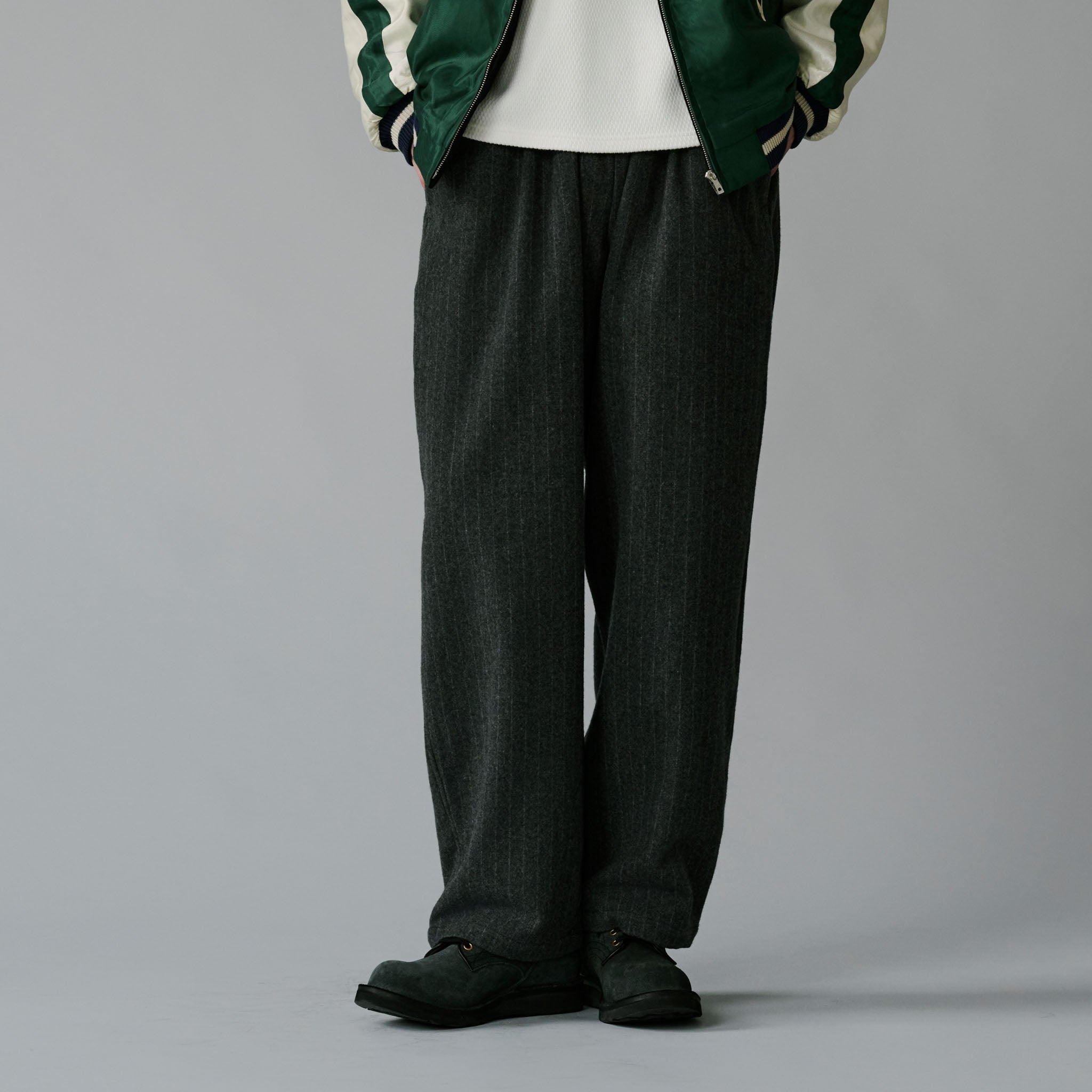 GL42576 / SUPER 160's WOOL HERRINGBONE MOSSER 1TUCK EASY PANTS – gold