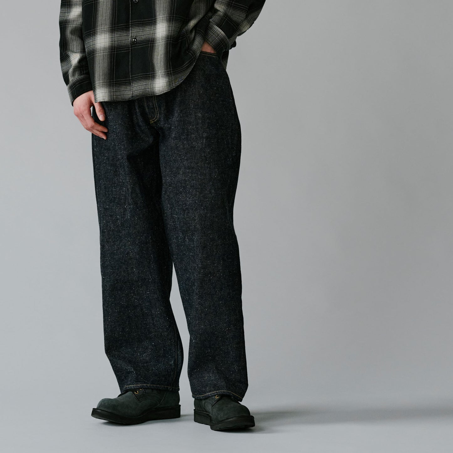 2025年11月29日入荷予定 / GL42579A / RECYCLED WASTE SUVIN COTTON YARN 14oz. DENIM 5POCKET WIDE PANTS