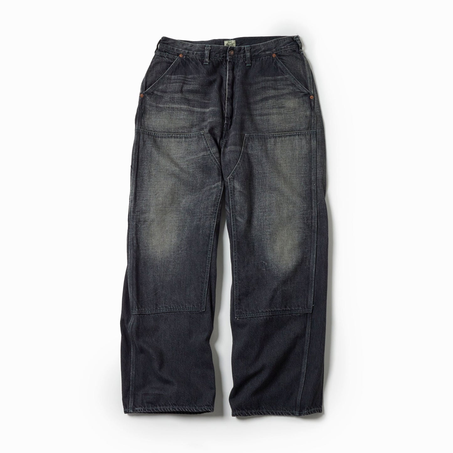 GL42582H / RECYCLED WASTE SUVIN COTTON YARN 11.5oz. DENIM DOUBLE KNEE PAINTER PANTS VINTAGE WASHED