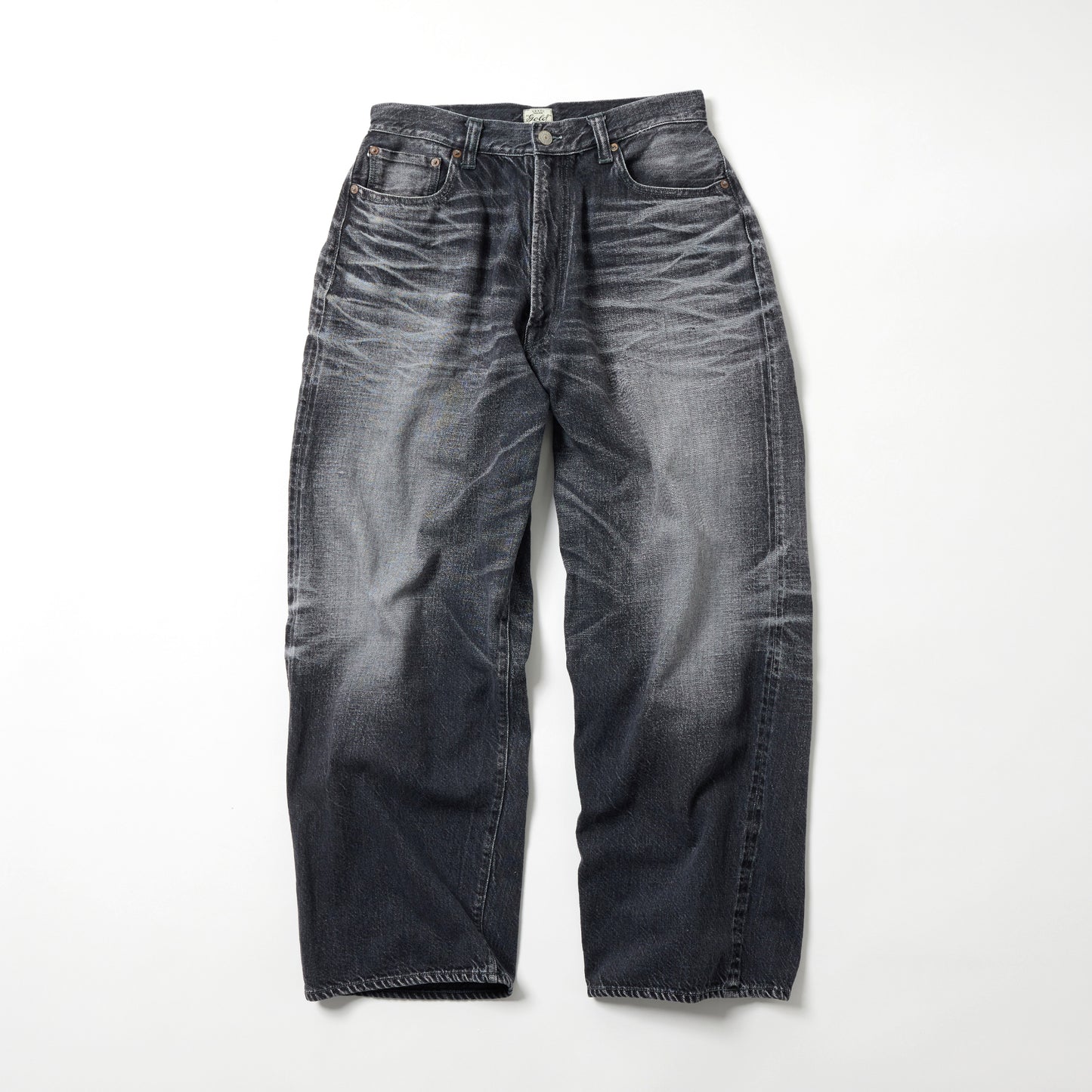 GL42621H / RECYCLED WASTE SUVIN COTTON YARN 11.5oz. DENIM 5POCKET WIDE PANTS VINTAGE WASHED