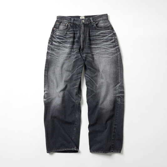 GL42621H / RECYCLED WASTE SUVIN COTTON YARN 11.5oz. DENIM 5POCKET WIDE PANTS VINTAGE WASHED