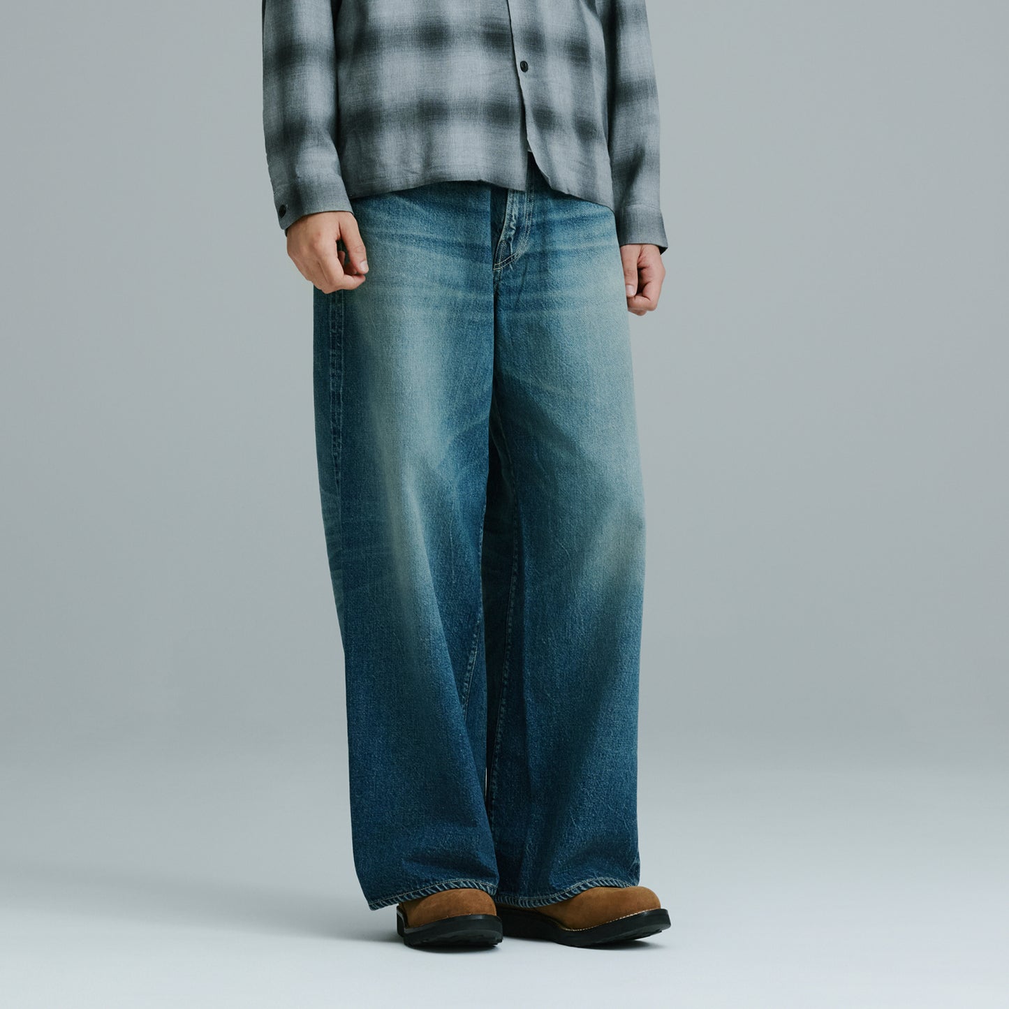 GL42622H / RECYCLED WASTE SUVIN COTTON YARN 11.5oz. DENIM 5POCKET BAGGY PANTS VINTAGE WASHED